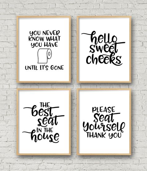 Decorate your bathroom with these fun and free Printable Bathroom Signs. Just download, print, and add these free funny bathroom printables to your favorite frame. #bathroomprintables #bathroomdecor Free Printable Bathroom Signs, Bathroom Printables Free, Printable Bathroom Signs, Wc Decoration, Bathroom Quotes, Bathroom Printables, Bathroom Decor Ideas Colors, Funny Bathroom Signs, Bathroom Prints