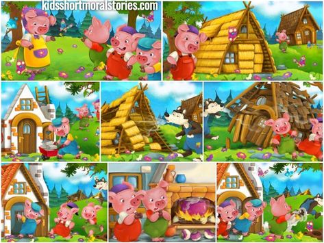 Three Little Pigs Story Short Story With Pictures, Story Sequencing Pictures, Hare And Tortoise, Story With Pictures, Picture Story For Kids, Three Little Pigs Story, Three Pigs, Sequencing Pictures, The Three Little Pigs