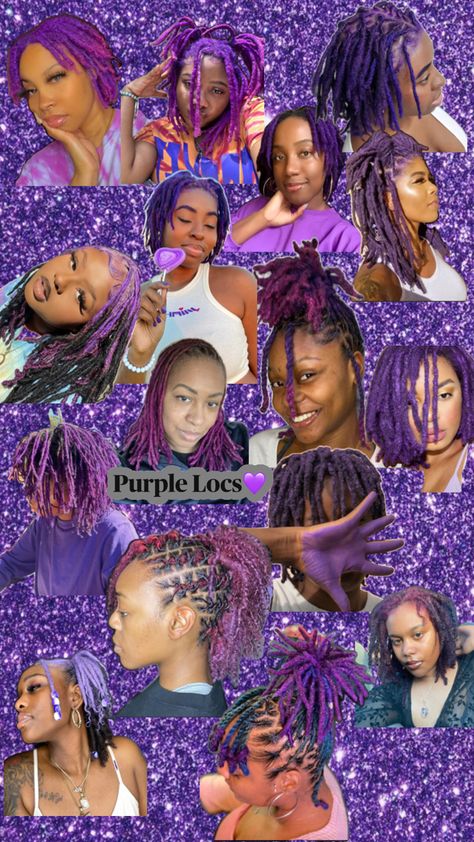 Locs Purple Locs Black Women, Purple Locs, Locs Black Women, Cute Hair Colors, Short Locs Hairstyles, Dreadlock Style, Dyed Hair Inspiration, Braided Cornrow Hairstyles, Dyed Natural Hair