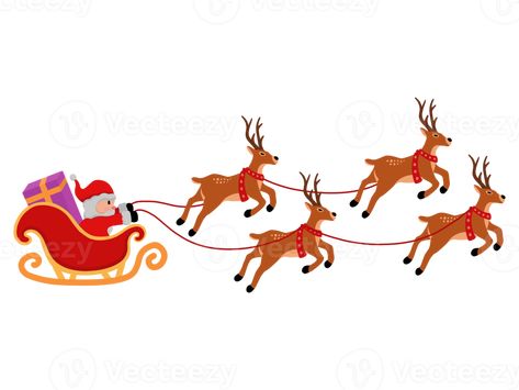 Santa Claus With Reindeer Flying, Reindeer Flying, Santa Flying, Santa Claus And Reindeer, Fly Drawing, Flying Reindeer, Free Png, The Christmas, Png Images