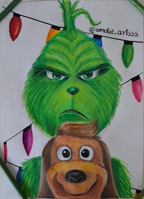 The Grinch Cartoon Drawing, Novogodišnji Crteži, Grinch Drawing Easy, Grinch Drawings, The Grinch Drawing, Drawing Grinch, Black Wattpad, Christmas Draw, Christmas Drawing Ideas