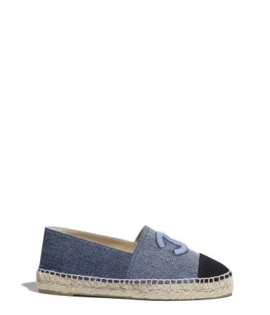 Espadrilles Chanel, Espadrilles Outfit, Chanel Espadrilles, Chanel Women, Chanel Flats, Blue High Heels, Blue Espadrilles, Shoes Chanel, Espadrilles Shoes