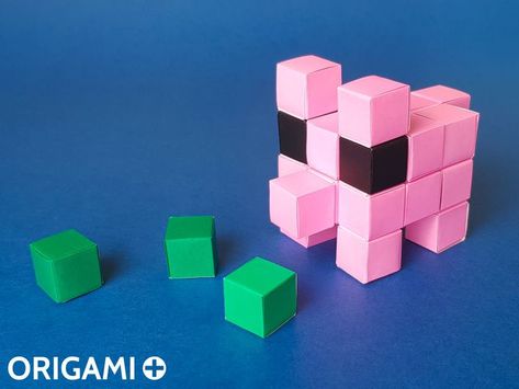 Origami models with photos and videos Stikynote Origami, Minecraft Origami, Paper Minecraft, Cube Origami, Origami Game, Origami Pig, Minecraft Pig, Origami Toys, Origami Cube