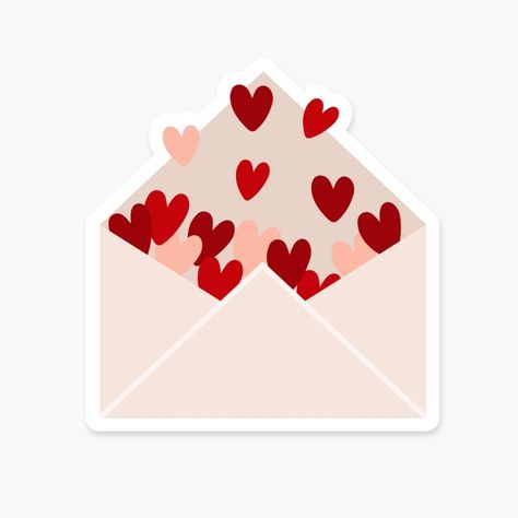 Envelope with Exploding Hearts Sticker | Redbubble | Envelope with exploding hearts, perfect for a loved one or a Valentine’s Day Stickers, Love Stickers Printable, Envelope Art Drawing, Envelope With Heart, Stickers Bonitos, Valentines Stickers, Valentines Day Stickers, Decorating Water Bottles, Sticker Heart