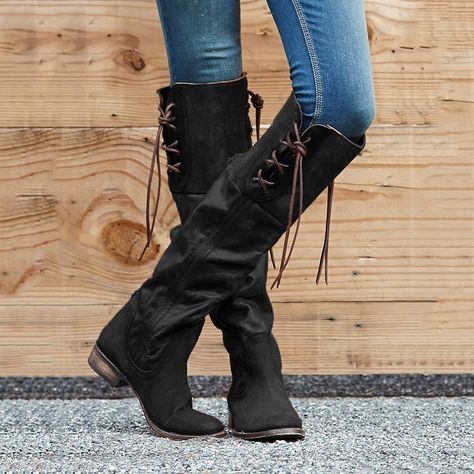 Winter Runway, Low Heel Boots, Zipper Heels, Boot Straps, Low Heel Shoes, Black Boots Women, Boots For Sale, Mid Heel, Tall Boots