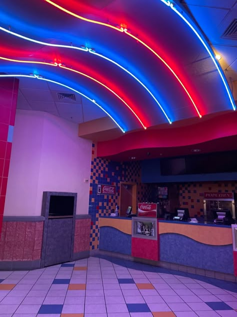 80s Movie Theater Aesthetic, 70s Movie Theater, 90s Movie Theater Aesthetic, 90s Movie Theater, 80s Pizzaria Aesthetic, Drive In Movie Theater Aesthetic, 90s Theater, Stranger Things Room Aesthetic, Old Movie Theater Aesthetic