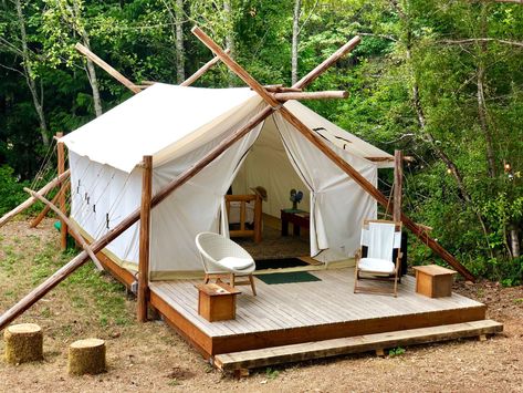 Check out this Hipcamp in Glamping Tent with Beach Access, Sund Homestead, WA. Photo by Hipcamper, Cindy Sund Diy Glamping, Tents Camping Glamping, Pacaya, Tent Living, Glamping Tent, Diy Tent, Wall Tent, Desain Lanskap, Canvas Tent