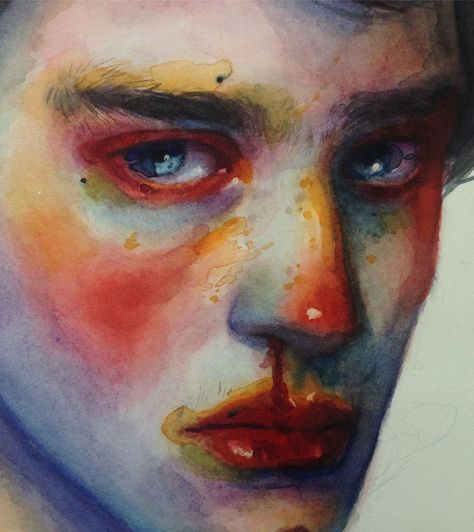 Sentimental Art, Art Painting Watercolor, Watercolor Art Face, Watercolor Face, Bio Art, Drawing Watercolor, Learn Art, Art Inspiration Painting, Painting Watercolor