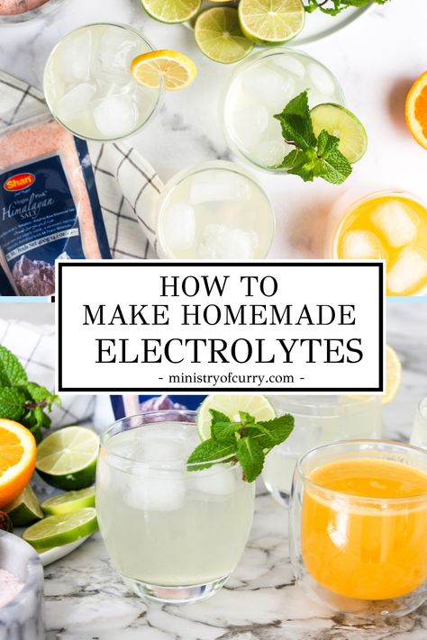 Have you tried making homemade electrolyte drinks? These DIY thirst quenchers are not only easy to make but also inexpensive. You can make them in you favorite flavors and the best part ... knowing exactly what you are putting in your body! #ministryofcurry #homemadeelectrolytes #DIYelectrolytes Cucumber Electrolyte Drink, Home Made Pedialyte, Electrolytes Water Diy, Electrolight Drink Recipe, Diy Electrolyte Powder, Diy Electrolytes, Electrolyte Recipes, Diy Electrolyte Drink, Electrolyte Drink Recipe