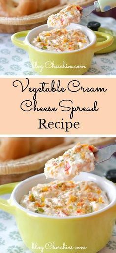 Vegetable Cream Cheese Spread Recipe Cream Cheese Vegetable Dip, Philadelphia Cream Cheese Recipes Dinner, Vegetable Cream Cheese Recipe, Vegetable Cream Cheese Spread, Vegetable Cream Cheese, Philadelphia Cream Cheese Recipes, Sandwich Spread Recipes, Fall Yummies, Recipes Dips