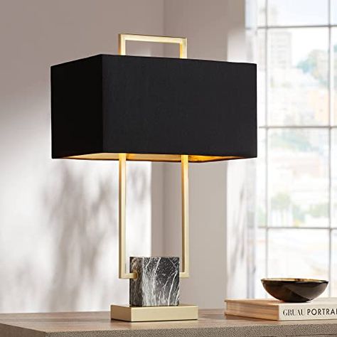 Modern Table Lamp Design, Rectangular Lamp, Living Room Lighting Tips, Metal Living Room, Modern Accent Tables, Modern Table Lamps, Bedside Night Stands, Gold Table Lamp, Contemporary Table Lamps