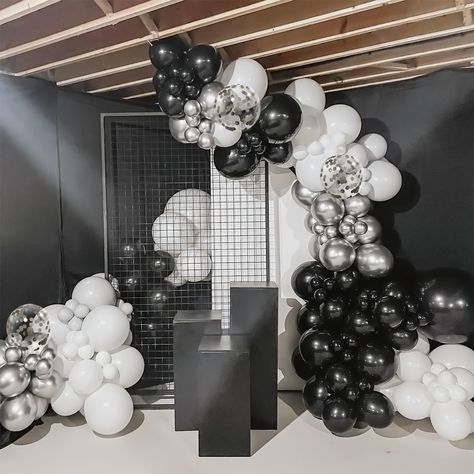 Faster shipping. Better service Gray And White Balloon Garland, Silver Balloon Garland, Flower Petals Wedding, Black And White Balloons, Graduation Party Decorations, Balloon Chain, Silver Balloon, Metallic Balloons, Balloon Kit