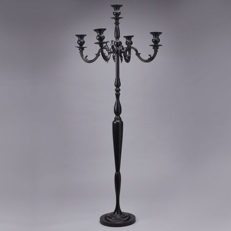 5 Arm Pillar Metal Candelabra Gothic Home Decor Ideas, Floor Candelabra, Black Candelabra, Led Taper Candles, Metal Candelabra, Halloween Themed Wedding, Tall Candle Holders, Pillar Design, Iron Wall Sconces