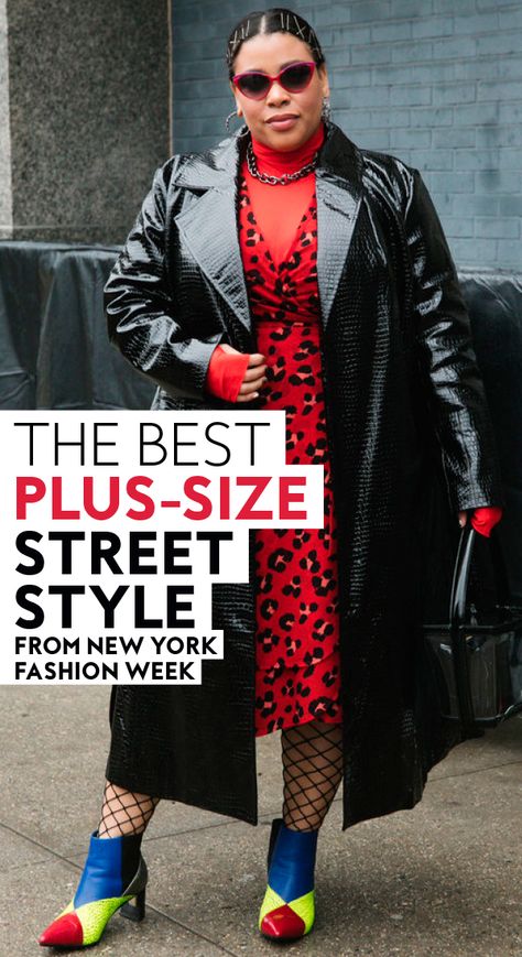 The Best Plus-Size Street Style From New York Fashion Week | At InStyle, we focus exclusively on plus-size street style during New York Fashion Week, because those outfit pairings — and the people wearing them — deserve a spotlight that's all their own. #streetstyle #womensfashion #plussize #plussizefashion Street Style Maximalism, Cool Street Fashion Plus Size, Plus Size Fashion Week Street Style, Plus Size Street Style 2023, Plus Size Street Style Edgy, Plus Size Oversized Outfits, Trendy Plus Size Outfits Summer, Plussize Streetstyle, Plus Size Fall Fashion 2023