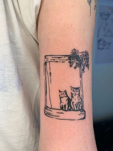 #CatTattoo#CatInk#InkMeow#FelineTattoo#CatArt#TattooedCats#MeowInk#CatLoversTattoo#PurrmanentInk#TattooedFelines#CatTattooDesign#WhiskerInk#TattooedKitties#CatAndInk#TattooedPaws#Cattoo#InkedKittens#CatTattooInspiration#InkWhiskers#PawsAndInk Wemberly Worried Tattoo, Artistic Cat Tattoo, Long Tatoos Ideas, Cat Tattoo Unique, 3 Cat Tattoo Ideas, Whimsy Tattoo Ideas, Ignorant Cat Tattoo, Cute Vintage Tattoos, Cat Curled Up Tattoo