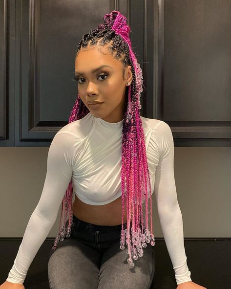 Znuie Instagram, Pink Box Braids, Box Braids Hairstyles For Black Women, Braids Hairstyles Pictures, Cute Box Braids Hairstyles, I Call You, Easy Braids, Braided Hairstyles For Black Women, Twist Braids