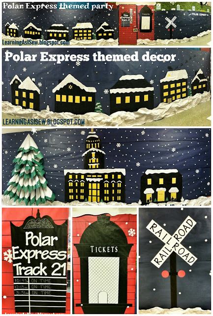 Polar Express Christmas Party, Polar Express Theme, Christmas Hallway, Polar Express Party, School Hallway, Ward Christmas Party, Christmas Door Decorating Contest, Christmas Classroom Door, Polar Express Train