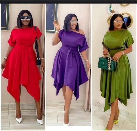 English Satin Dress Designs, Shirt Gown Styles With Chiffon, Plain Gown Styles, Chiffon Short Gown Styles In Nigeria, Crepe Material Gown Styles, Plain Material Gown Styles, Latest Dinner Gown Styles, Short Gowns Classy English, Crepe Material Short Gown Styles