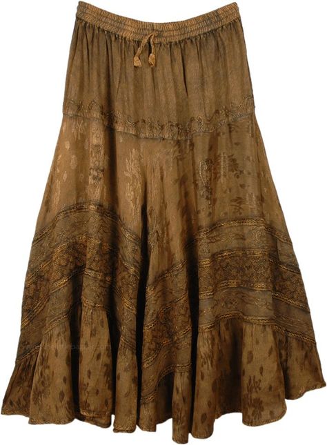 Cowgirl Skirt, Flower Brown, Western Skirts, Cowgirl Look, Barn Dance, Mode Hippie, Earthy Outfits, Medieval Style, Scarf Shirt