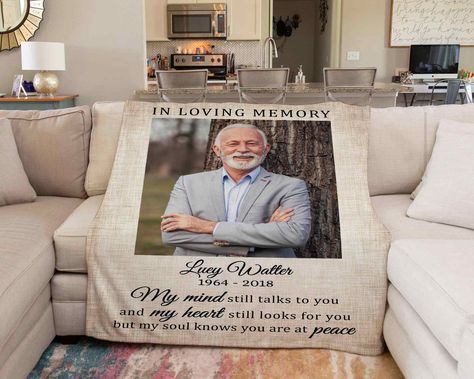 Memorial Gift Ideas, In Loving Memory Gifts, Loss Of Dad, Loss Of Father, Losing A Parent, Wings Book, Dad In Heaven, Custom Photo Blanket, Papa Gifts