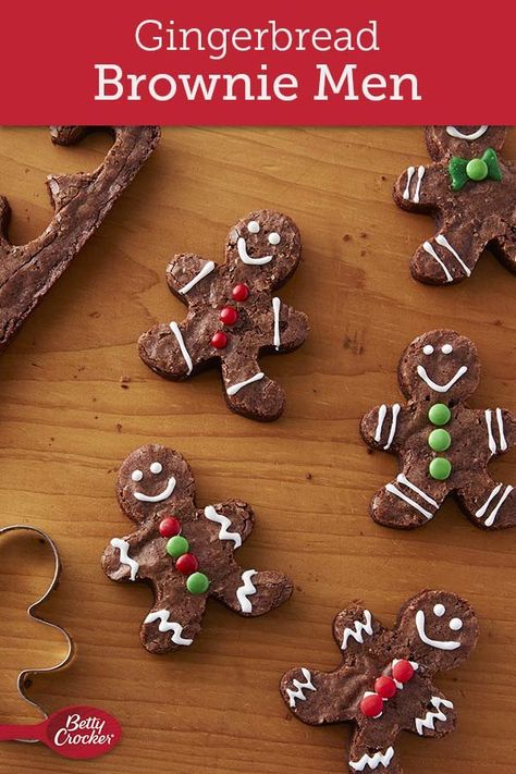 Brownie Gingerbread Men, Brownie Combinations, Christmas Desserts Brownies, Brownies Christmas Ideas, Christmas Brownie Ideas, Brownie Christmas Ideas, Christmas Brownies Decoration, Xmas Brownies, Christmas Brownies Ideas