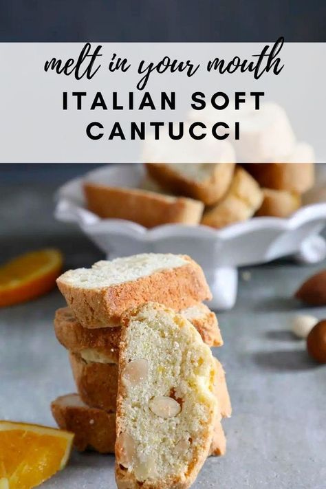 These Soft Cantucci, are a delightful variation of the beloved Italian biscuit. Unlike their classic, twice-baked counterparts, these Cantucci are a delightful twist on tradition, they have a tender and soft texture that almost melts in your mouth, revealing a rich almond flavor with a hint of lemon or orange in every bite. They are perfect for any moment of your day. Speciality Cookies, Soft Biscotti Recipe, Cantuccini Recipe, Best Biscotti Recipe, Lemon Biscotti, Almond Biscotti Recipe, Italian Biscuits, Almond Meal Cookies, Italian Christmas Cookies