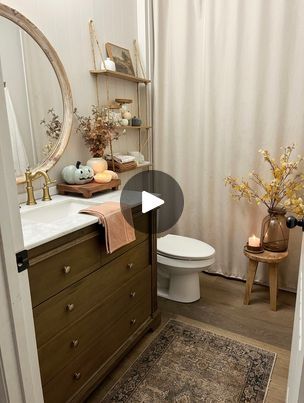 158K views · 2.6K reactions | Cozy fall bathroom styling! Comment FALL and I’ll send you links to everything I used on here!!🎃 I found everything at target and Amazon!! The pumpkin candle smells so good.#falldecorations #diyfalldecor #falldecor#falldecoratingideas #fallhomedecor #falldecorating #falldecoration #diyhalloween #halloweendecoration #halloweendecor #halloweeniscoming #spookyseason👻 #diyfall #spookyseason | Our Winton home Fall Bathroom Decor, Fall Bathroom, Pumpkin Candle, Candle Smells, Pumpkin Candles, Bathroom Decoration, Fall Feels, Candle Smell, Fall Decor Diy