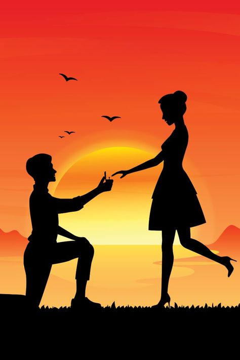 Beautiful Romantic Couple Proposing with Ring Propose Day Painting, Propose Background, Propose Day Drawing, Propose Photo, Partner Drawing, My Love Wallpaper, Promise Day Wallpaper, Promise Day Images, Propose Day Images