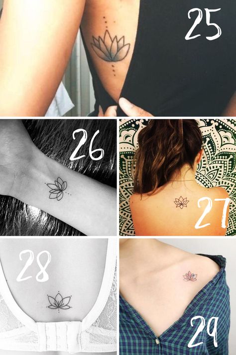 Lotus Flower Tattoo Ideas + Meaning - Tattoo Glee Small Lotus Flower Tattoo Ideas, Tattoo Of Lotus Flower, Simple Lotus Tattoo Small, Lotus Flower Tattoo Small, Lotus Tattoo Ideas For Women, Lotus Tattoo Ideas, Tattoo Ideas Meaning, Simple Lotus Flower Tattoo, Simple Lotus Tattoo