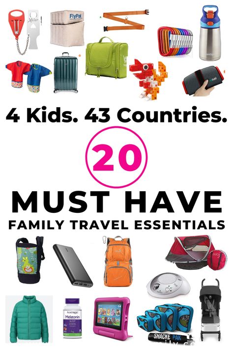 4 Kids, 43 Countries, 20 Travel Essentials for Kids | Local Passport Family Travel Hacks Kids, Travel Countries, Kids Travel Activities, International Travel Essentials, Travel Essentials For Kids, Family Travel Hacks, Flying With Kids, Travel Bag Essentials, Travel Supplies