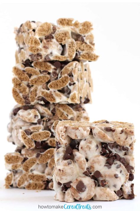 Cookie Crunch Rice Krispy Treats, Cookie Crisp Cereal Treats, Cookie Crisp Cereal Recipes, Cereal Treats Recipe, Cereal Recipes Snacks, Golden Graham Treats, Marshmallow Treats Recipe, Cereal Treat Recipes, Fun Rice Krispie Treats