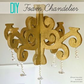 Make your own DIY chandelier using inexpensive craft foam Foam Board Projects, Cardboard Decor, Thermocol Craft, Cardboard Chandelier, How To Make A Chandelier, Styrofoam Art, Styrofoam Crafts, Inexpensive Crafts, Craft Foam