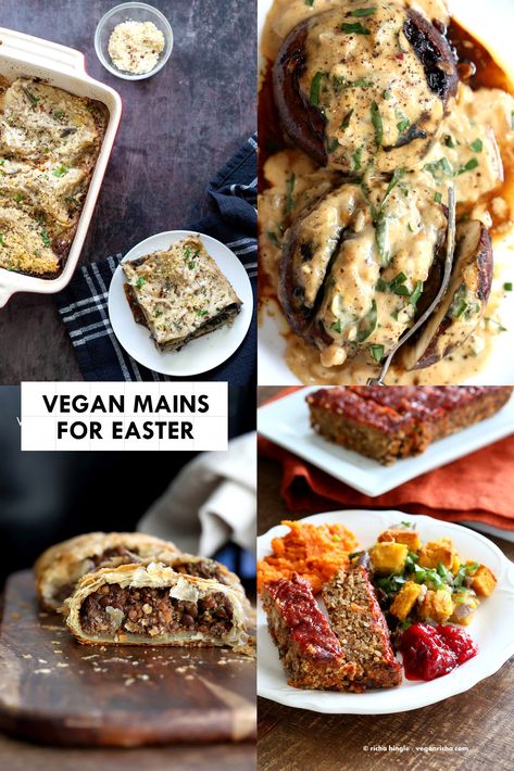 Main Dish Ideas, Vegan Easter Dinner, Easter Main Dishes, Vegetarian Easter, Easter Dinner Ideas, Easter Dinner Menus, Veggie Pot Pie, Vegan Easter Recipes, Lentil Loaf