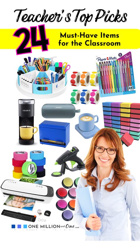 One Million and One asked teachers from pre-school through high school, what their favorite classroom items are. We gathered the items and made the list below. Here is the list of the top 24 favorite teacher items. We’ve included associate links that will take you directly to the product, or you may see them all listed on our website under” Amazon Must-Haves”. Welcome to the world of must-have teacher supplies! Kindergarten Classroom Must Haves Teachers, New Teacher Must Haves Elementary, Must Have Classroom Supplies, Must Have Teacher Supplies, Best Teacher Supplies, Must Have Teacher Items, Classroom Needs List Teachers, 1st Grade Classroom Must Haves, 1st Grade Teacher Must Haves