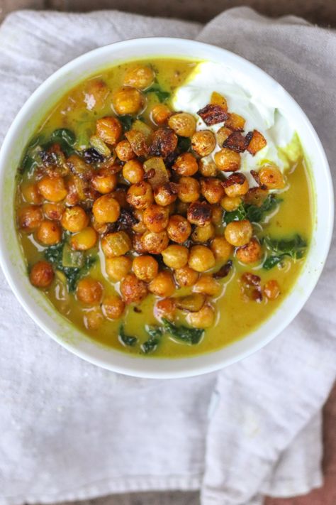 Spiced Chickpea Stew with Coconut and Turmeric - Carolina Charm Soups To Make, Pumpkin Bread Easy, Spiced Chickpeas, Chickpea Stew, Dairy Free Yogurt, Chickpea Recipes, Vegan Soups, Easy Pumpkin, Pumpkin Bread