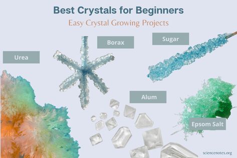 Best Crystals for Beginners - Easy Crystal Growing Projects Alum Crystals How To Grow, Salt Crystal Snowflakes, Crystal Recipes, Epsom Salt Crystals, Crystal Projects, Diy Crystal Crafts, Alum Crystals, How To Make Rocks, Grow Your Own Crystals