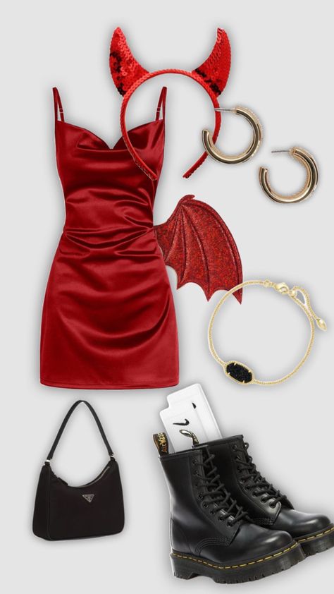 Devil Halloween Costume Aesthetic, Devil Costume Women Aesthetic, Halloween Devil Outfit, The Devil Wears Prada Costume, Devil Wears Prada Halloween Costume, Diavolo Halloween Outfit, Devil Aesthetic Costume, Devil Outfit Aesthetic, Devil Woman Costume