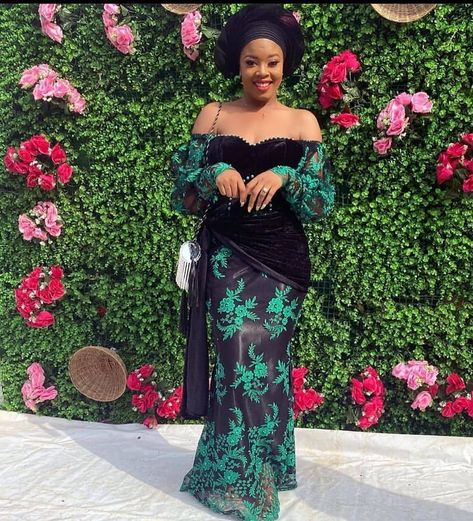 Velvet With Lace Asoebi, Velvet And Chiffon Dress, Lace With Velvet Styles, Velvet Asoebi Dress, Velvet Lace Dress Asoebi, Nigerian Velvet Dress Styles, Lace Gown Styles Nigerian African Attire, Velvet And Lace Asoebi Styles, Velvet Gown Styles