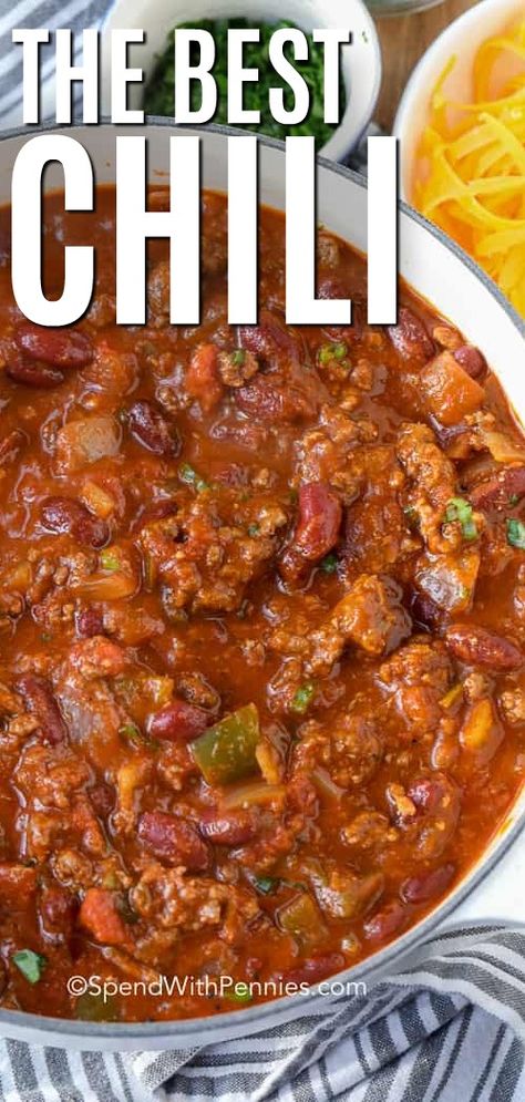 Ground Beef And Beans, Beef And Beans, The Best Chili Recipe, Slow Cooker Chili Easy, Easy Homemade Chili, Homemade Chili Recipe, The Best Chili, Slow Cooker Chili Recipe, Best Chili