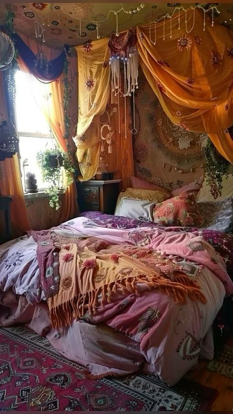 Warm Eclectic Bedroom, Rhianna Aesthetic, Boston Bedroom, Morgan Aesthetic, Create Pin, Cozy Boho Bedroom, Whimsical Bedroom, Hippie Bedroom, Dream Bedroom Inspiration