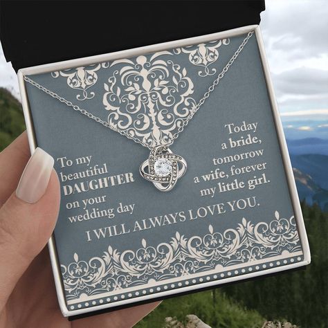 ✨Celebrate your daughter's special day with this beautiful Love Knot Pendant Necklace 💍💖 Show her that she will always be your little girl, no matter what! 💕 #DaughtersWedding #GiftsForDaughters #BrideToBe #MotherDaughterLove #WeddingDayGift #LoveKnotNecklace #ForeverMyBaby #SpecialDay #FamilyBonds #CherishedMemories #daughterlove Shop Now https://bit.ly/3W9bPr1 Daughter Wedding Gifts, Moon Gifts, Love Knot Necklace, My Beautiful Daughter, Love Knot, Always Love You, Knot Necklace, Sentimental Gifts, Gorgeous Gift