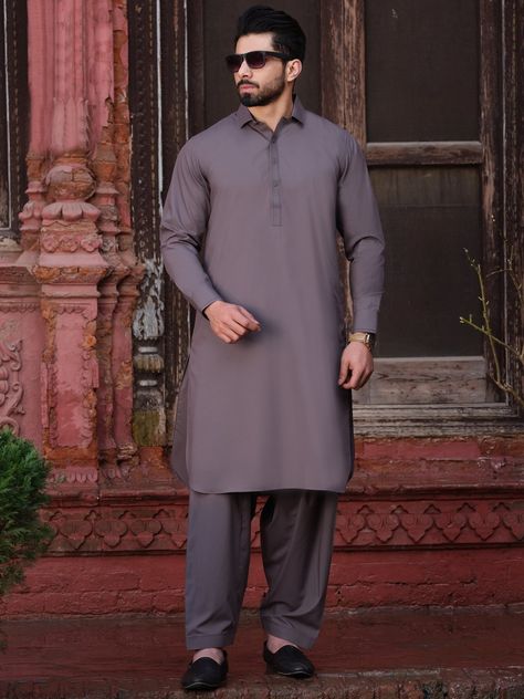 Grey Pathani For Men, Patani Kurta Men, Shalwar Kameez With Coat Men, Cute Muslim Couple Pics, Wasim Akram, Pathani For Men, Gents Wear, Shalwar Kameez Designs, Men Dressing