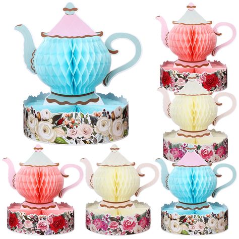 PRICES MAY VARY. Package Includes: you will get 6 pieces of teapot table centerpieces in 3 soft colors, 2 pieces of each color, ample quantities can satisfy your party table decorative needs, add flavor to your parties Quality Material: the teapot honeycomb centerpiece is made of quality cardboard material, durable and tear proof, not easy to break or deform, which can be applied for a long time; It is easy to assemble and can be placed anywhere you want to adorn, making your party delicate and Decors For Wedding, Plastic Tea Cups, Birthday Decors, Tea Party Centerpieces, Floral Tea Party, Centerpieces For Tables, Floral Teapot, Tea Party Table, Honeycomb Decorations