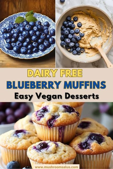 Vegan Gluten Free Muffin Recipes, Vegan Muffins Easy, Vegan Muffins Healthy, Vegan Blueberry Muffin Recipe, Vegan Gluten Free Muffins, Dairy Free Blueberry Muffins, Easy Vegan Desserts, Dairy Free Muffins, Gluten Free Blueberry Muffins