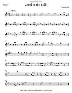 Free Flute Sheet Music, Sheet Music For Flute, Violin Teaching, Carol Of The Bells, Choir Music, Flute Sheet Music, Violin Sheet, Flute Music, Backing Tracks