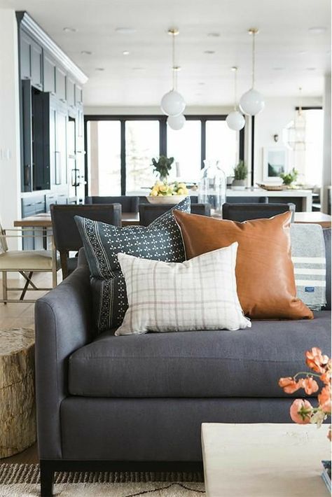 Gray Couch, Cheap Living Room Furniture, Lots Of Windows, Cottage Interior, Living Room Remodel, Family Room Design, Room Remodeling, Living Room Diy, Easy Home Decor