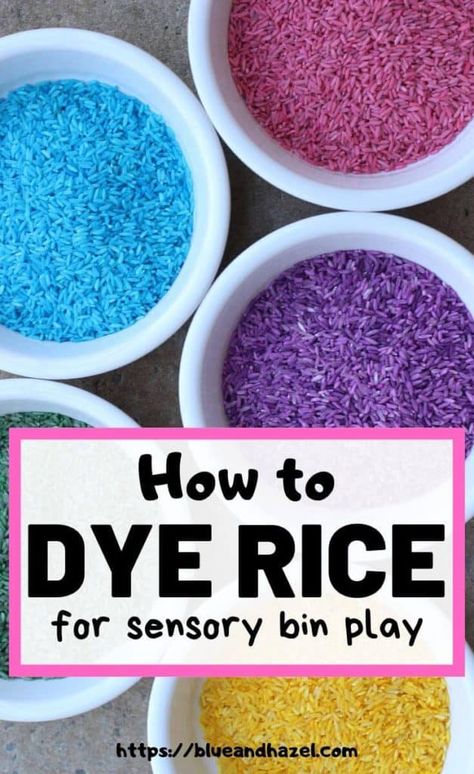 Coloring Step By Step, Food Coloring Crafts, Dye Rice, Sensory Bin Play, Rainbow Rice, Sensory Crafts, Colored Rice, Sensory Boxes, Sensory Bottles