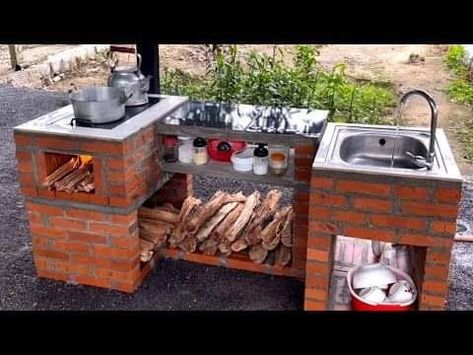 Outdoor Cooking Fireplace, Outdoor Grill Diy, Rustic Outdoor Kitchens, Diy Wood Stove, Diy Grill, Dirty Kitchen, Outdoor Barbeque, Outdoor Kitchen Cabinets, Outdoor Kitchen Decor