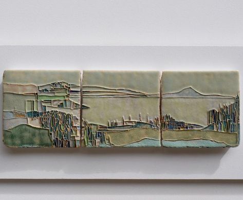 Ceramic Landscape Sculpture, Relief Tiles Ceramics, Autumn Ceramics, Landscape Ceramics, Ceramic Landscape, Ceramic Mountain, Ceramic Mural, Scotland Mountains, Pottery Business