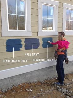 Hale Navy Exterior House, Gentleman Gray, Exterior Window Trim, Exterior Window, House Paint Color Combination, Hale Navy, Exterior House Paint Color Combinations, Window Trim Exterior, House Trim